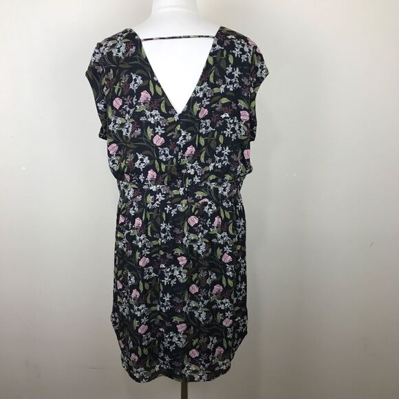 DR2 Floral Black Short Sleeve Mini Dress 3X - Picture 2 of 8